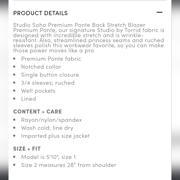 Torrid Studio Ponte Tailored Fit Blazer Size 2 Plus Size - Picture 4 of 8